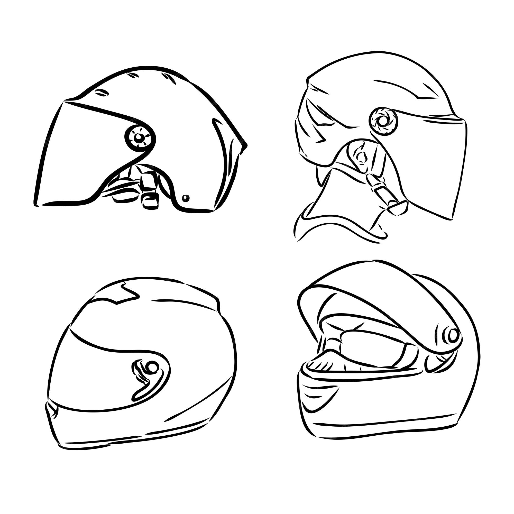 Página Mostra Como Aprender Desenhar Esboço Capacete Motocicleta Criação  Passo imagem vetorial de Nataljacernecka© 541377364