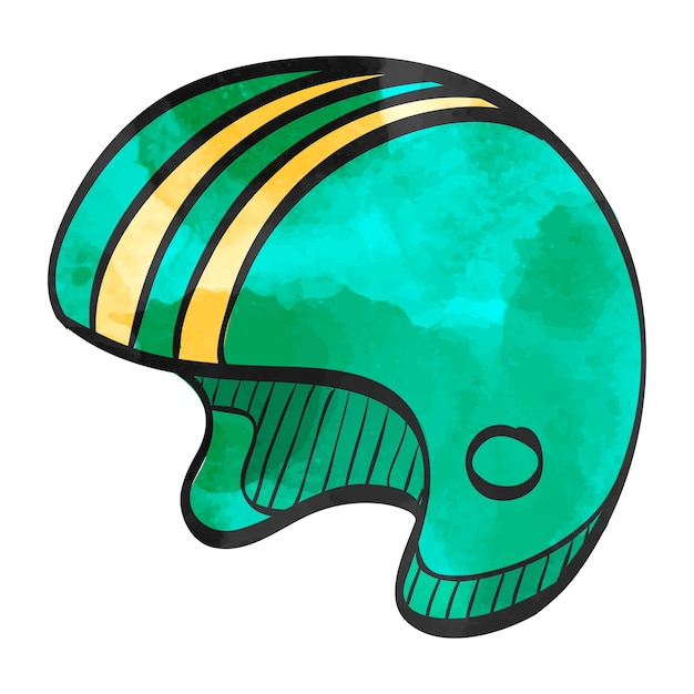Vetor capacete de motocicleta de ícone de estilo aquarela