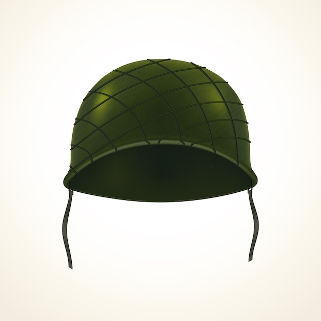 Vetor capacete metálico de aço realista com grade de camuflagem