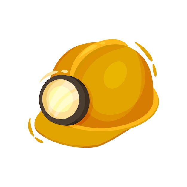 Vetor capacete mineiro com lanterna em fundo branco chapéu profissional proteção de cabeça no trabalho vetor ilustração plana
