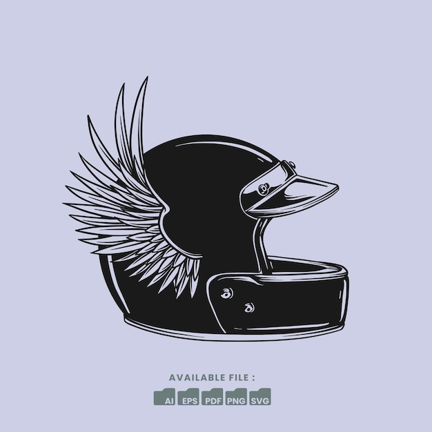 Vetor capacete vintage com asas em elemento para cartaz logotipo rótulo emblema sinal ilustração