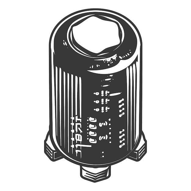 Vetor capacitor de silhueta de componente eletrônico único cor preta apenas
