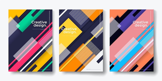 Capas abstratas modernas definem design de capas mínimas ilustração vetorial de fundo geométrico colorido