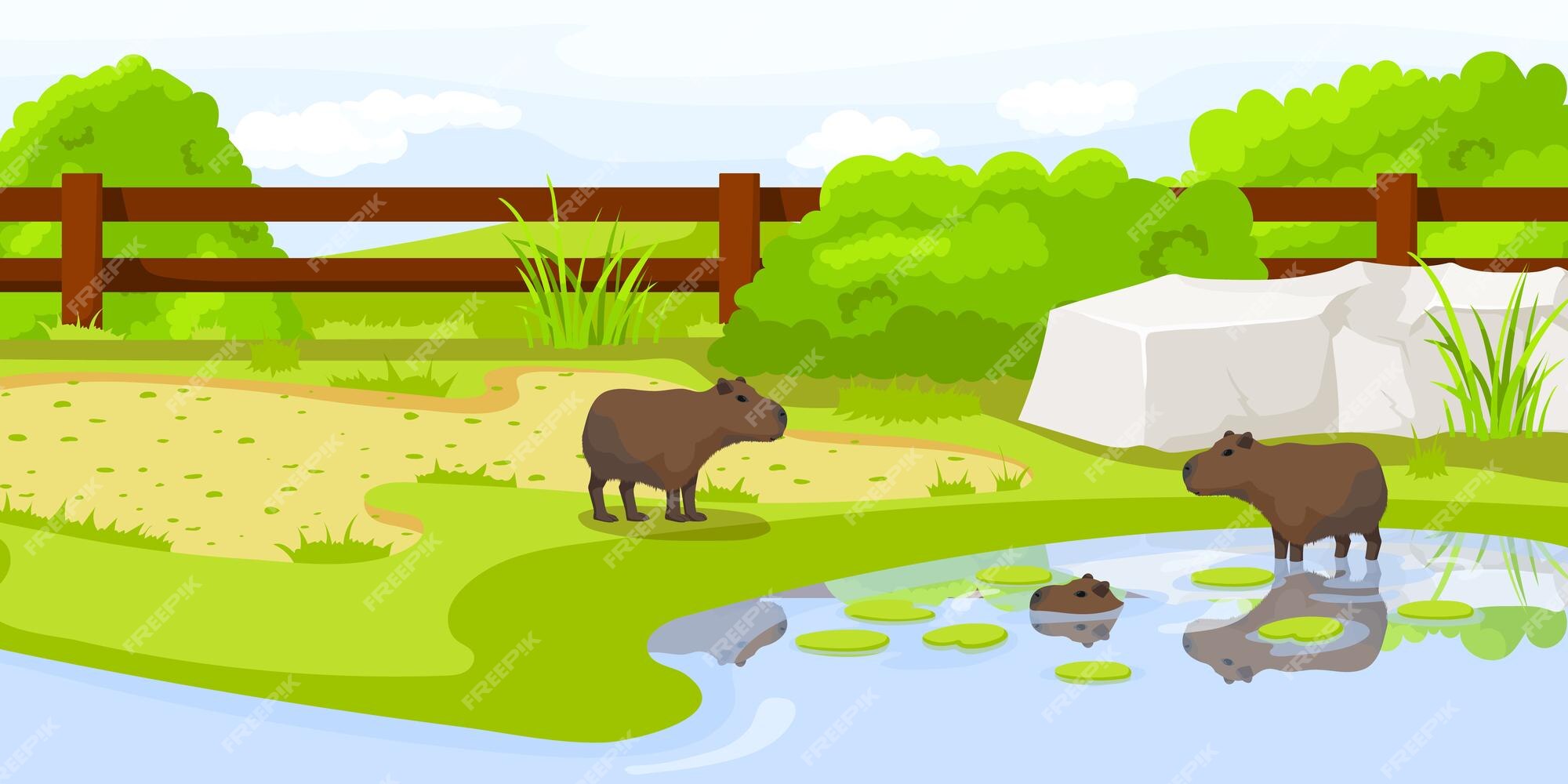 Bonita capivara de desenho animado com ilustração vetorial de