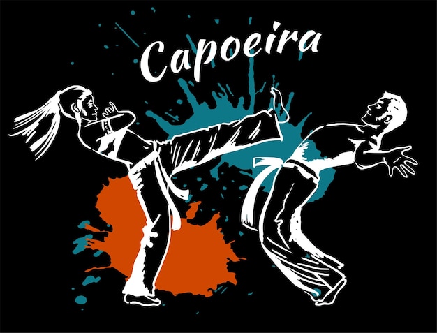 Capoeira esportiva tradicional brasileira demonstrações de dois lutadores da seleção brasileira