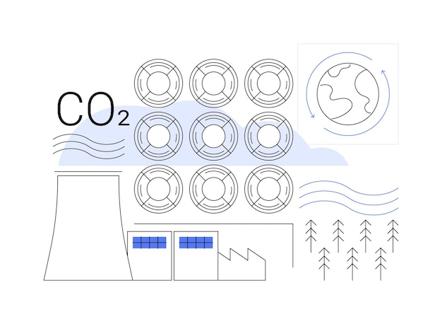 Captura de carbono conceito abstrato vetor ilustração Captura de carbono e processo de armazenamento ecologia ambiente moderno sistema de purificação principal fonte de emissões de gases metáfora abstrata