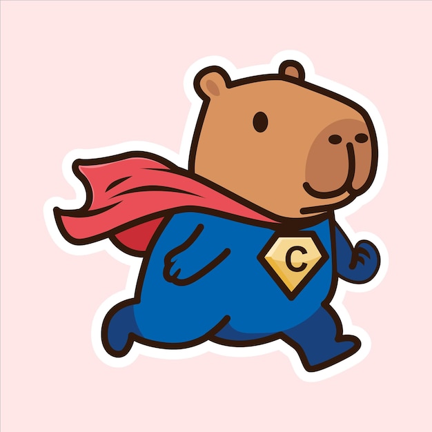 Capybara Superman Superbara Supercapy Ilustração bonita