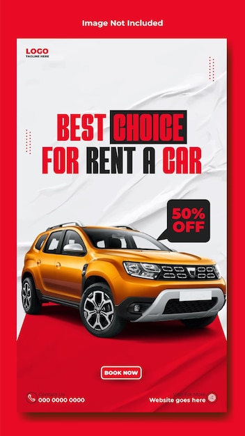 Vetor car rent story template design