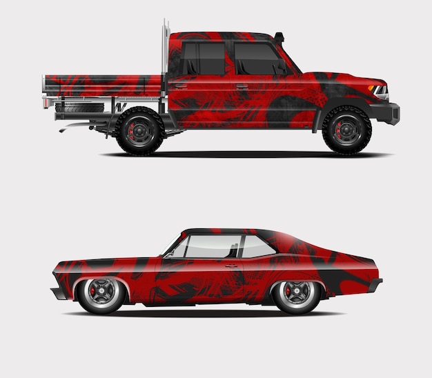 Car wrap decal design vector gráfico abstrato kit de fundo projetos para veículos de corrida rally de carros