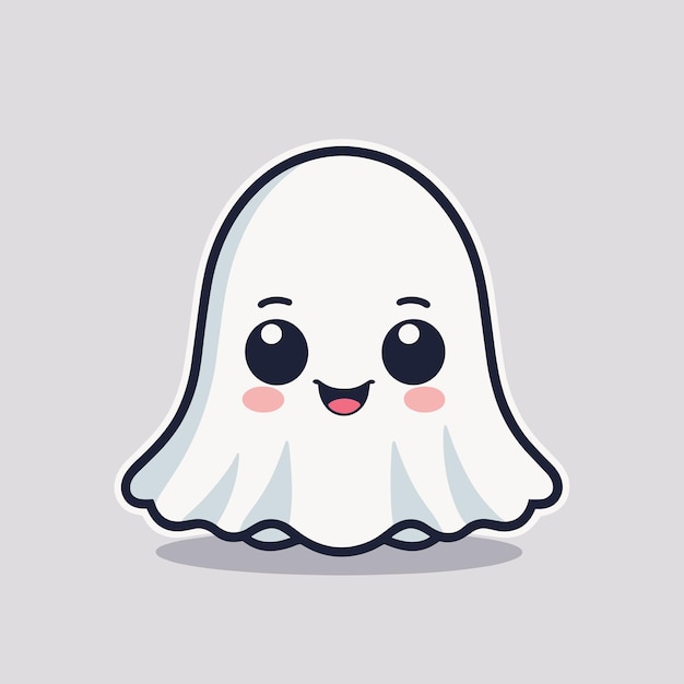 Cara, adorável fantasma de desenho animado kawaii desenho vetorial de ilustração de personagens