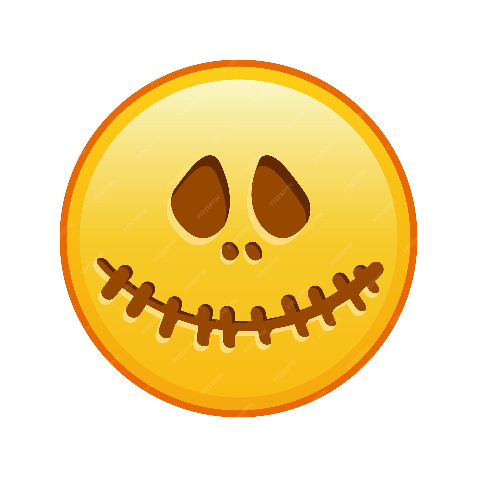 Cara assustadora de halloween tamanho grande de sorriso emoji amarelo