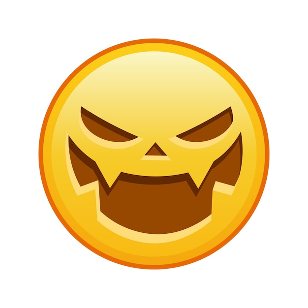 Vetor cara assustadora de halloween tamanho grande de sorriso emoji amarelo