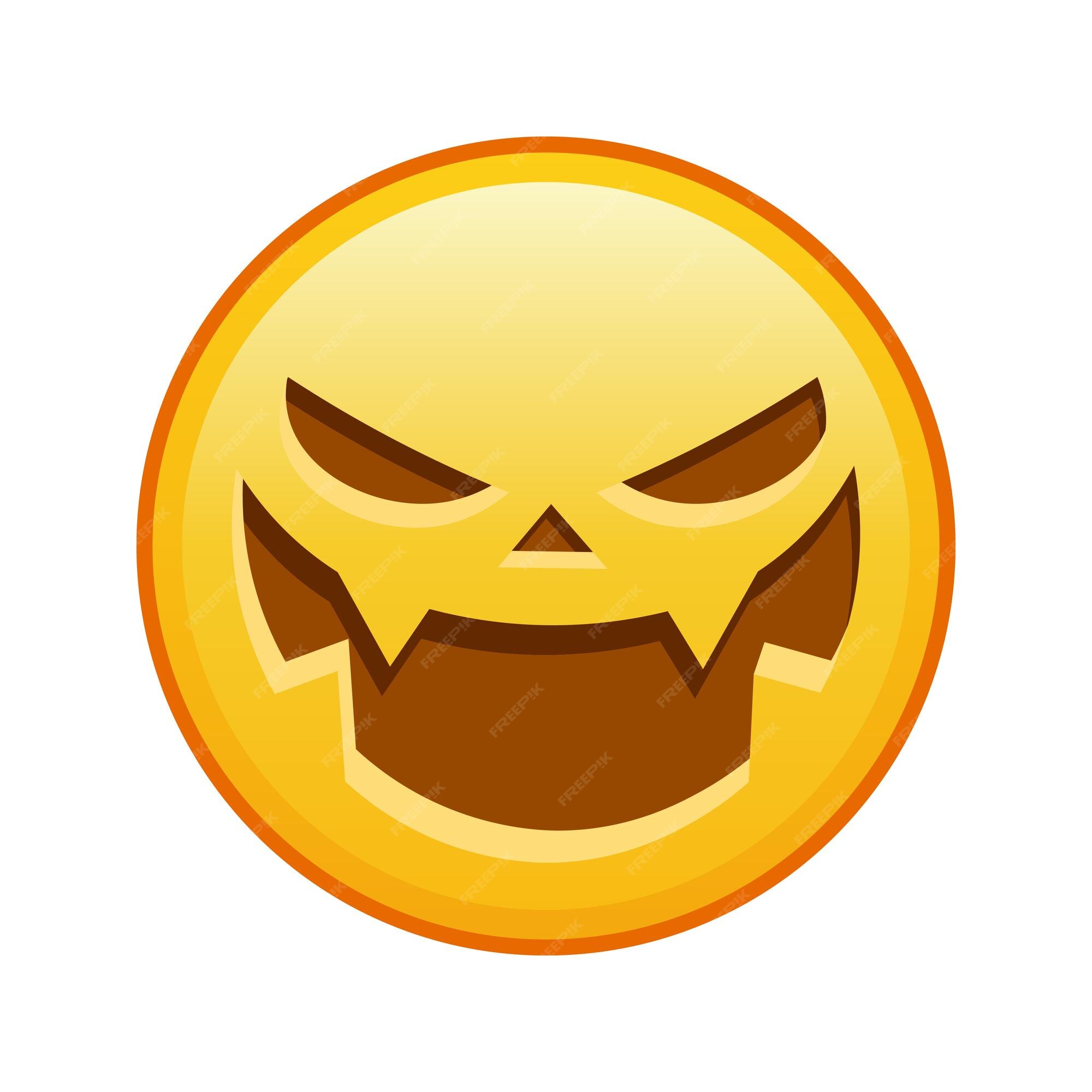 Cara assustadora de halloween tamanho grande de sorriso emoji amarelo