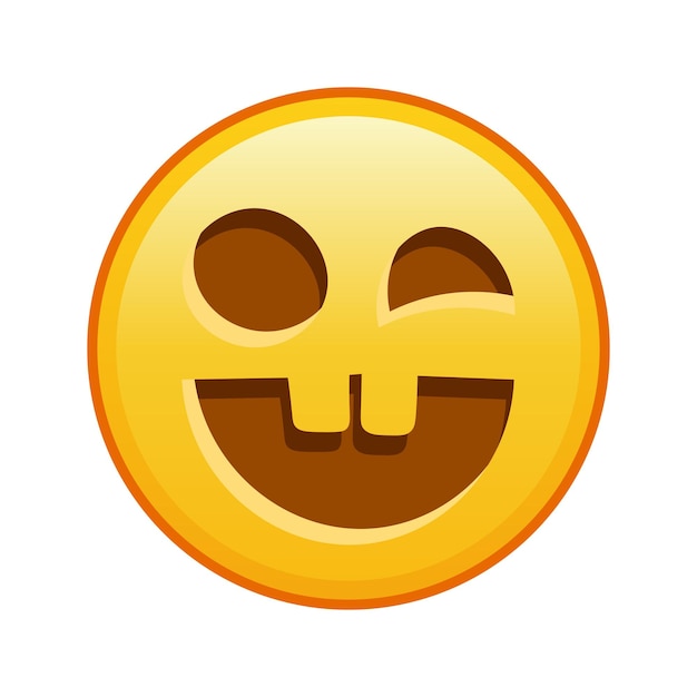 Vetor cara assustadora de halloween tamanho grande de sorriso emoji amarelo