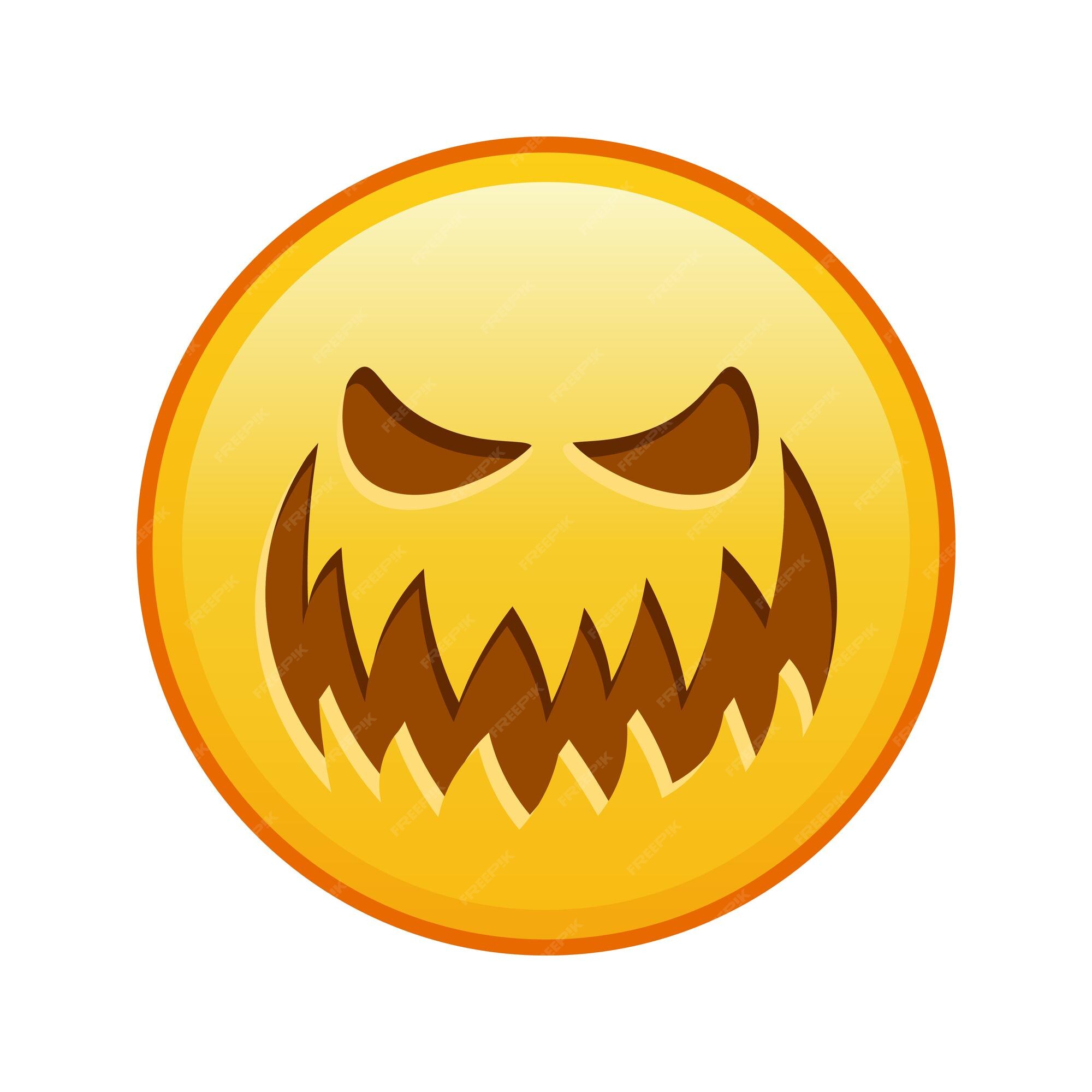 Cara assustadora de halloween tamanho grande de sorriso emoji amarelo