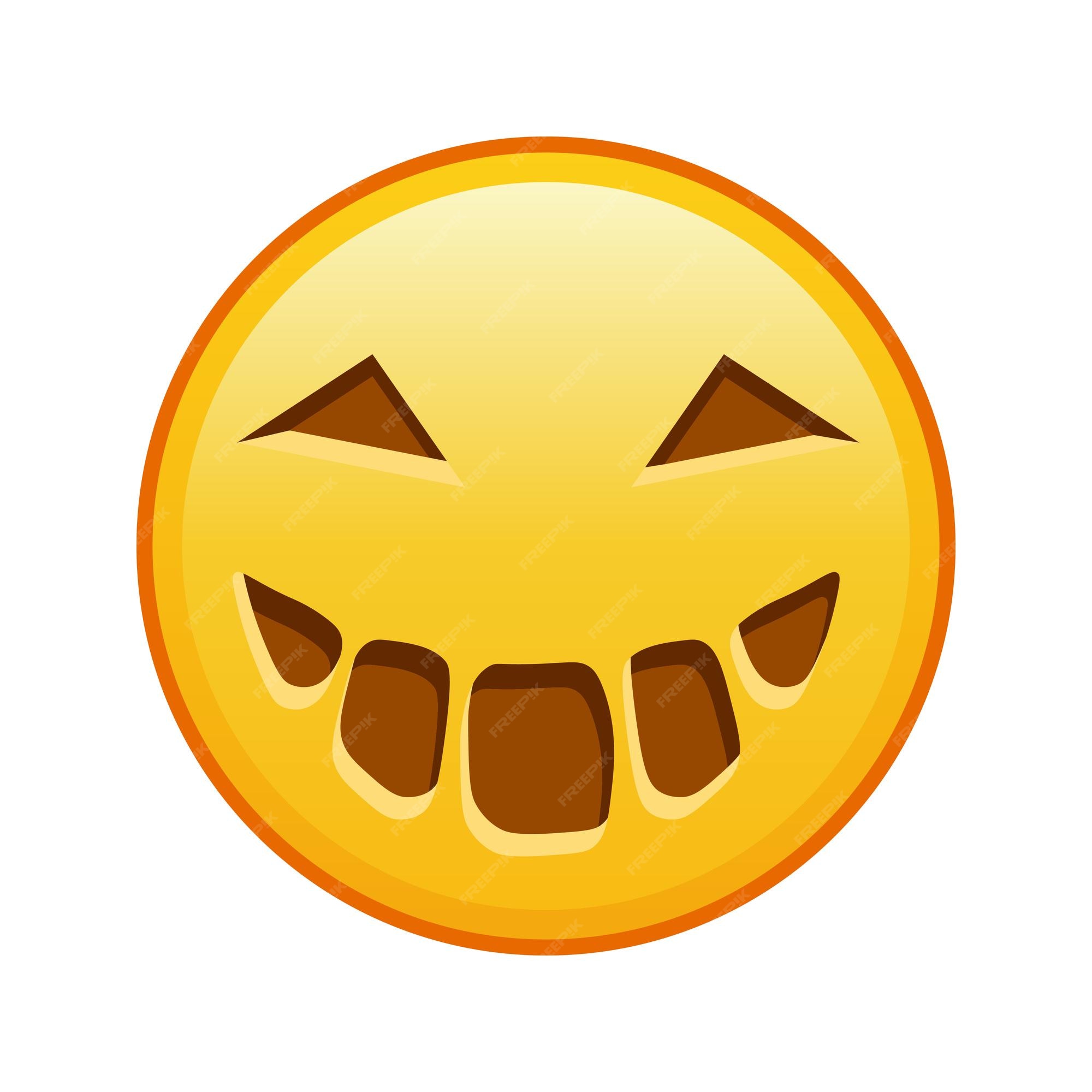 Cara assustadora de halloween tamanho grande de sorriso emoji amarelo