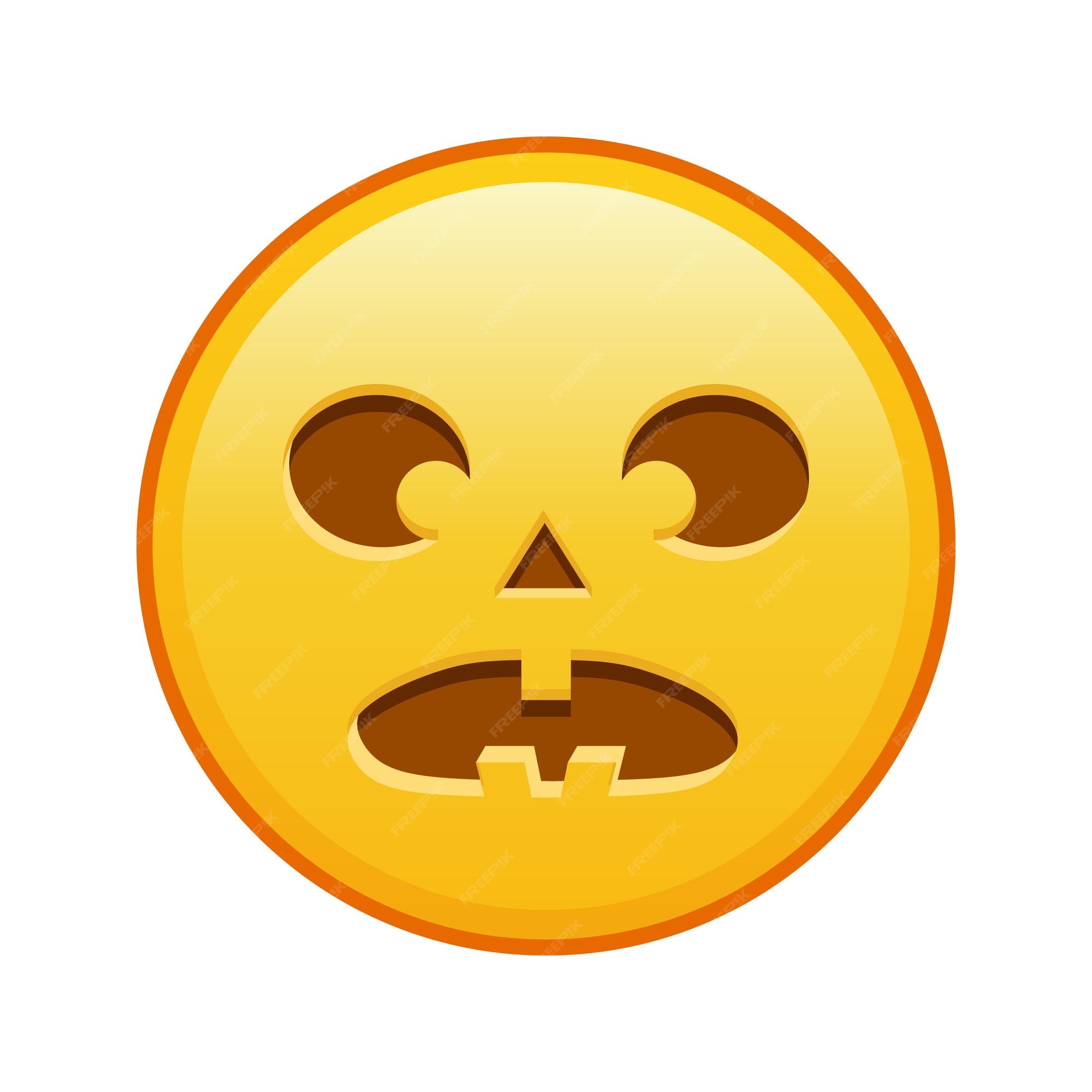 Cara assustadora de halloween tamanho grande de sorriso emoji amarelo