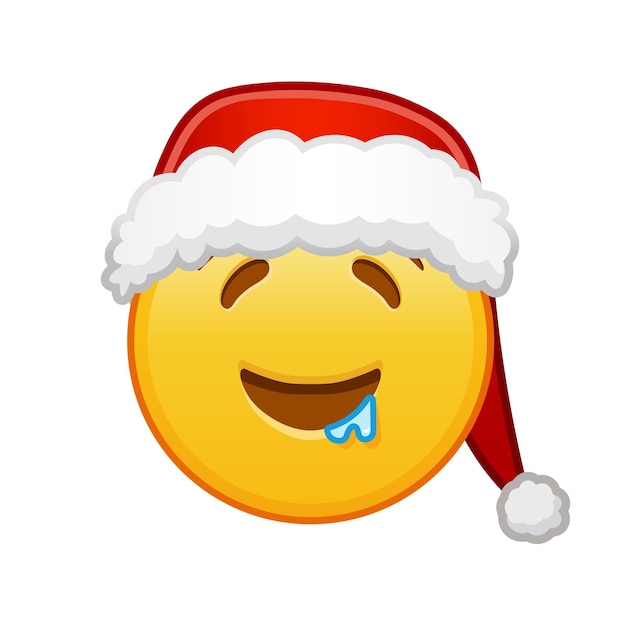 Vetor cara babando de natal tamanho grande de sorriso emoji amarelo