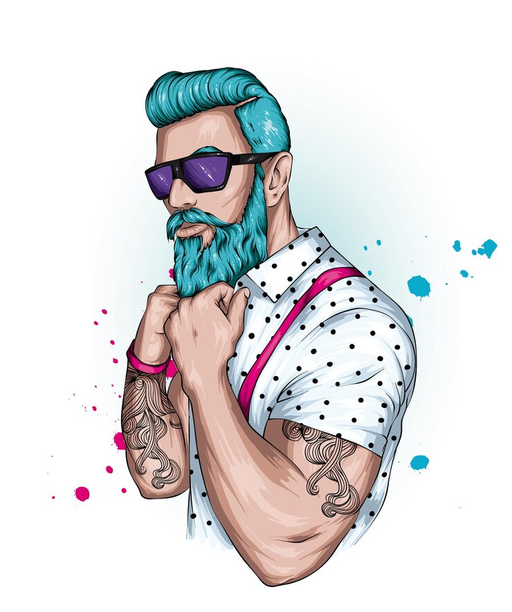 Vetor cara bonito hipster com barba