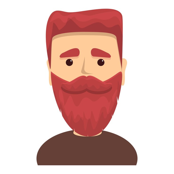 Vetor cara com ícone de barba grossa desenho animado de cara com ícone vetorial de barba grossa para web design isolado em fundo branco