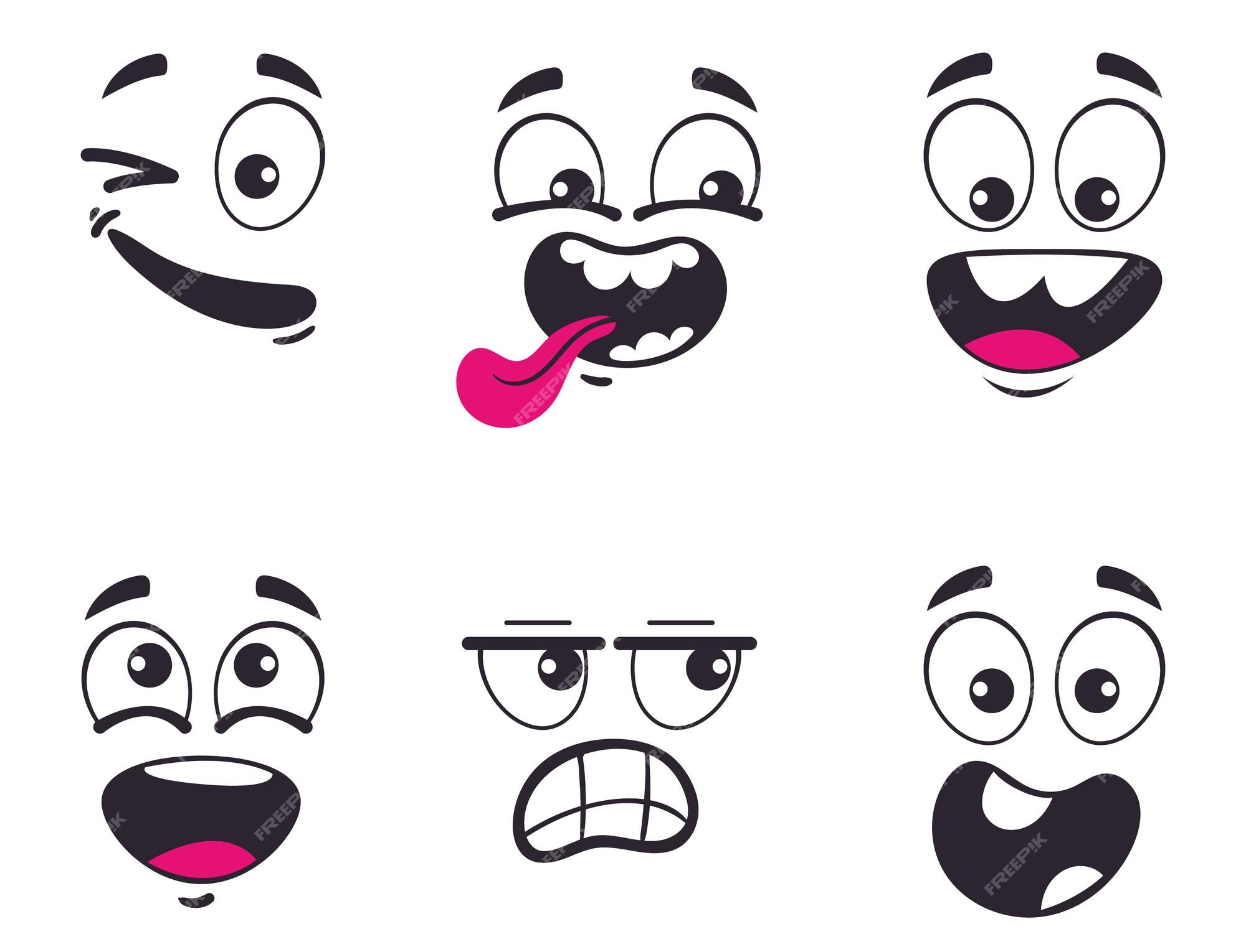 Boca de desenho animado com diferentes emoções isoladas elemento de design  gráfico plano conjunto