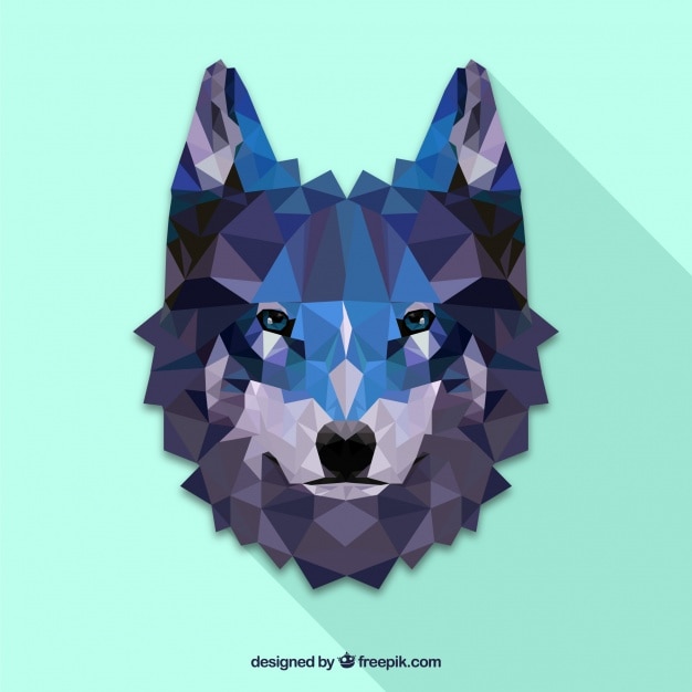 Cara de lobo poligonal