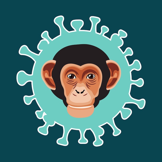 Cara de macaco na molécula do vírus da varíola dos macacos conceito médico luta contra o vírus ilustração