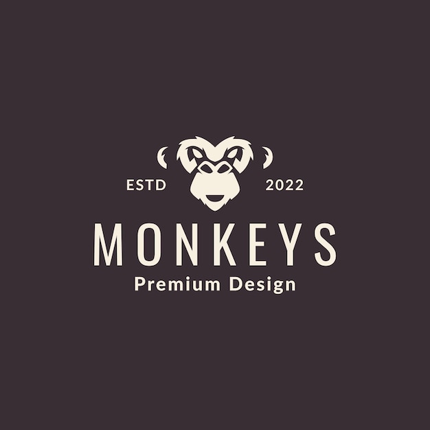 Vetor cara de macaco preto isolado desenho de logotipo de desenho vetorial símbolo gráfico ilustração ideia criativa