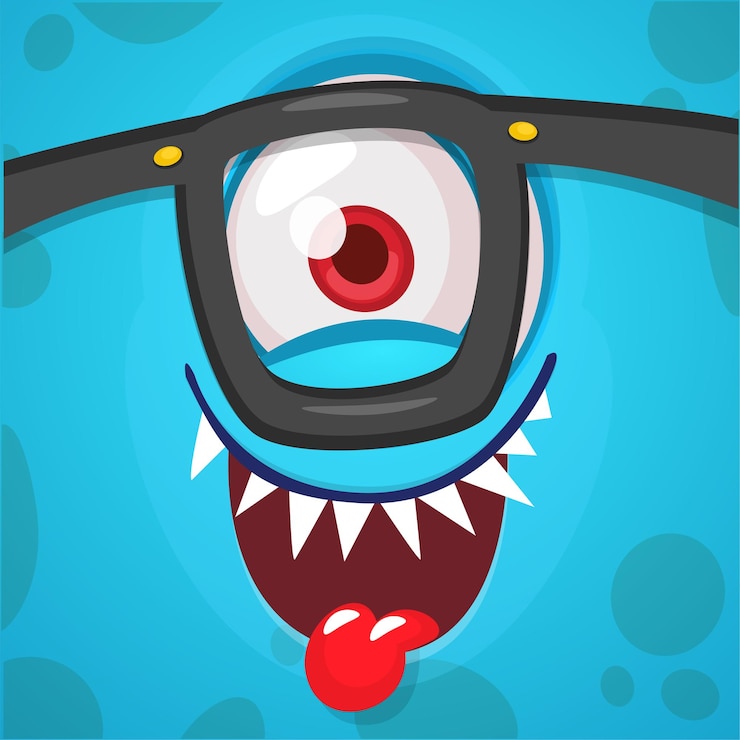 Vetor cara de monstro de desenho animado engraçado com um olho e óculos vector halloween ilustração de monstro