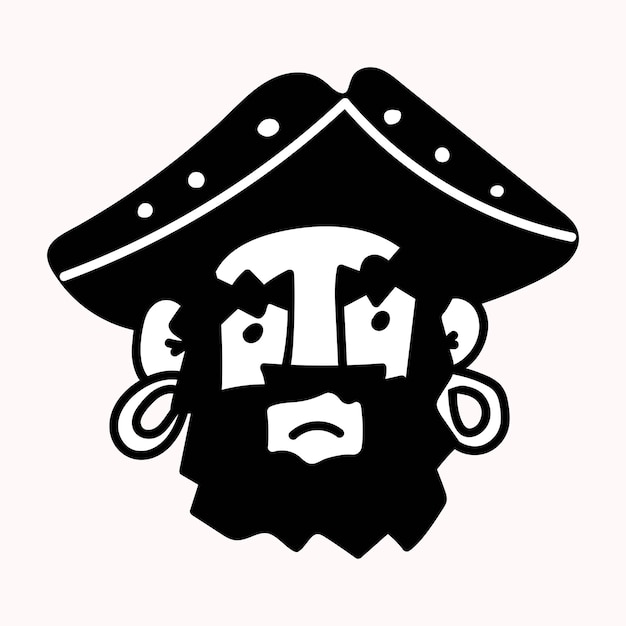 Cara de pirata. ilustração em vetor mão desenhada ícone.