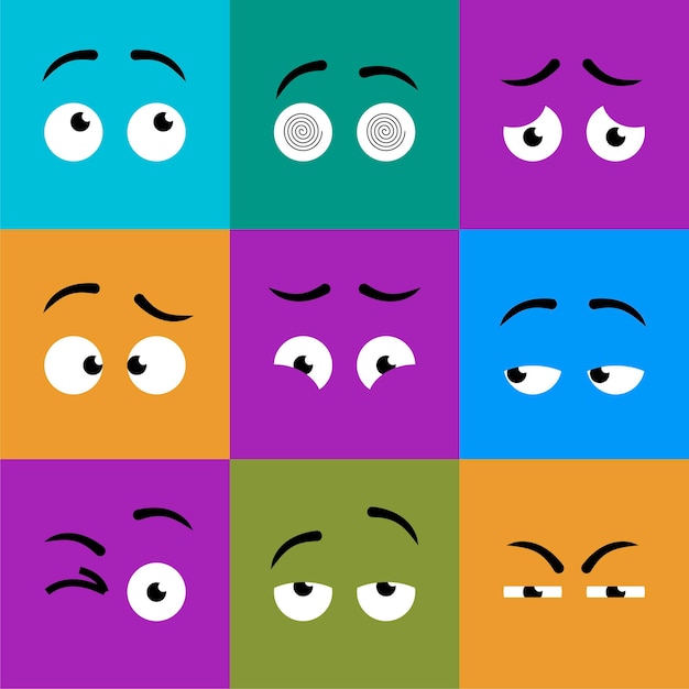 Cara divertida vetor emojis quadrados