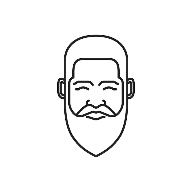 Cara, velho, cabeça barbuda, moda, penteado, linha legal, vetor de design de logotipo arredondado mínimo