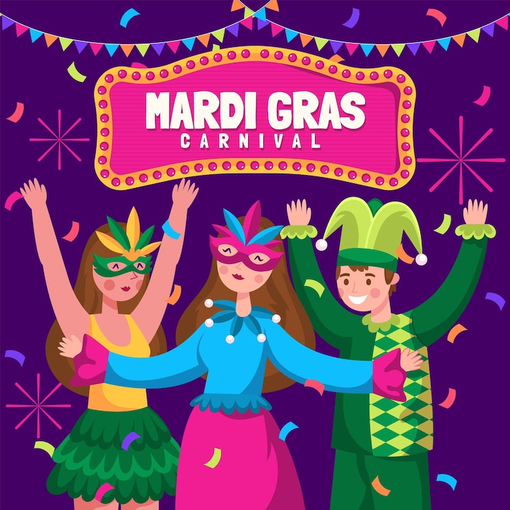 Vetor caracteres dançantes para o conceito do carnaval de mardi gras