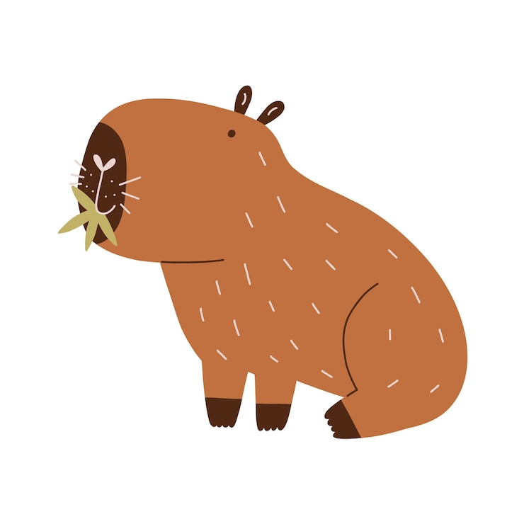 Vetor caralho de caráter capybara com grama