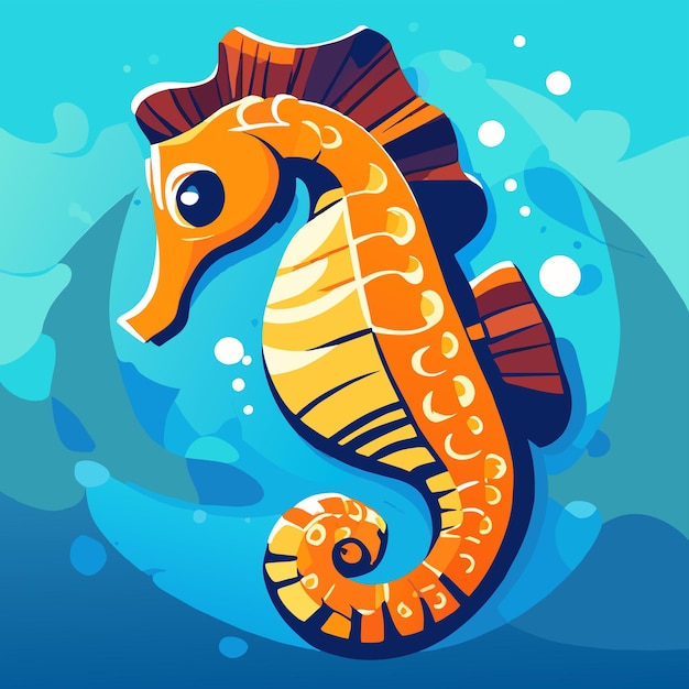 Vetor caralho-marinho bonito animal do oceano desenhado à mão plano estiloso adesivo de desenho animado conceito de ícone isolado
