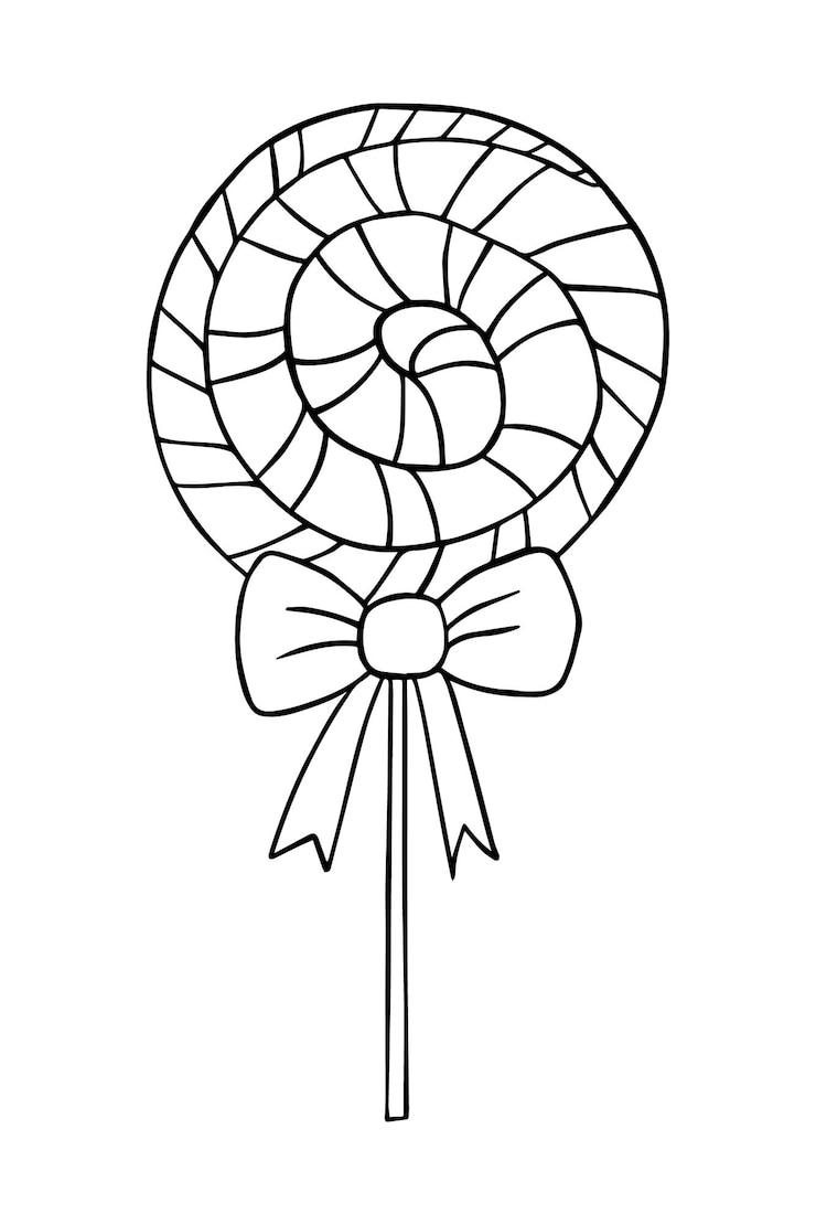 Vetor caramelo em um bastão de doçura listrado de comida de lixo doodle desenho de desenho linear de coloração linear