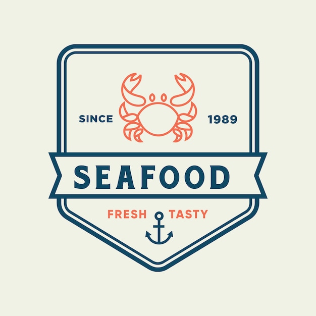 Caranguejo de frutos do mar para design de logotipo de linha de restaurante