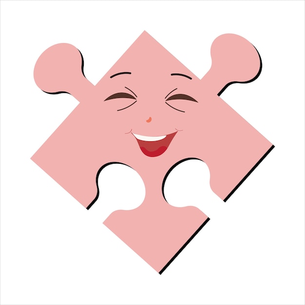 Vetor caras de quebra-cabeças peças de quebre-cabeça brilhantes engraçadas personagens sorriso bonito ou cara de raiva emoção emoji jigsaw