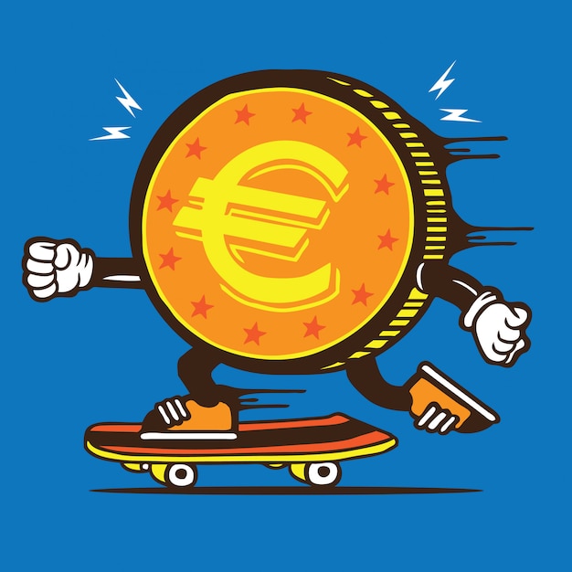 Caráter do skate do skater da moeda do euro