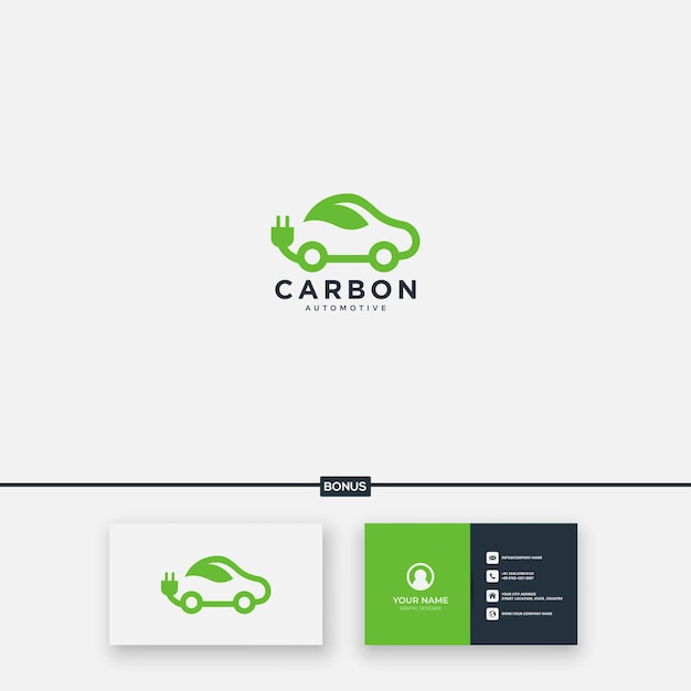 Carbono natureza folha carro elétrico logotipo minimalista moderno