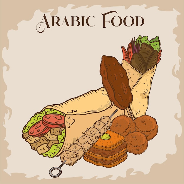 Vetor cardápio de comida árabe