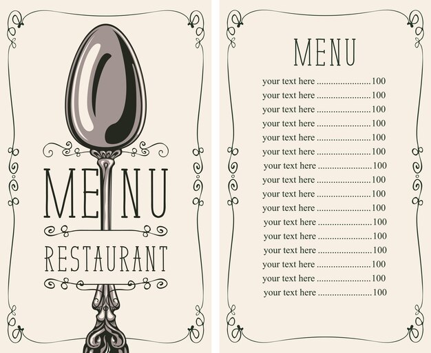 Vetor cardápio para restaurante