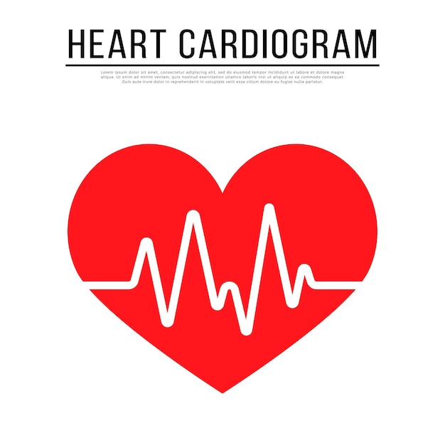 Cardiograma do coração pulso de batimento cardíaco símbolo de cardio ilustração vetorial