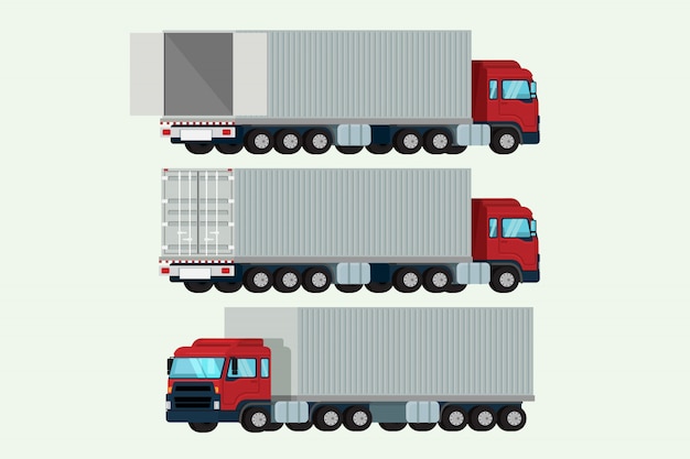 Vetor carga de transporte de entrega de contêiner de caminhões. ilustração vector