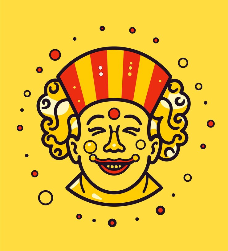 Vetor caricatura, colorido, engraçado, palhaço, de, circo, vetorial, ilustração