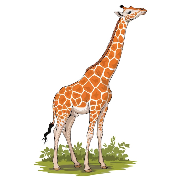 Caricatura de girafa bonita isolada em fundo branco