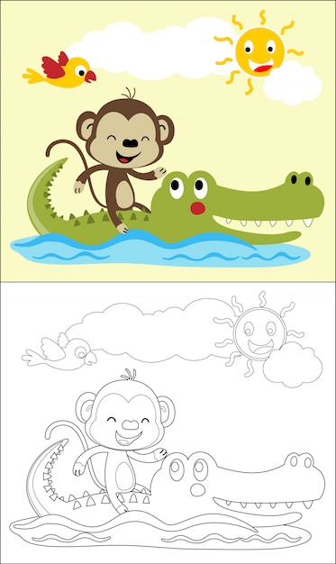 Como Desenhar a Ilustração Passo a Passo Do Desenho Animado Com Fundo  Branco Ilustração Stock - Ilustração de macaco, crocodilo: 181566675