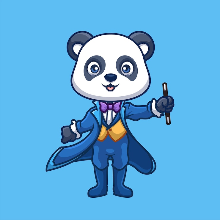Vetor caricatura do mágico panda