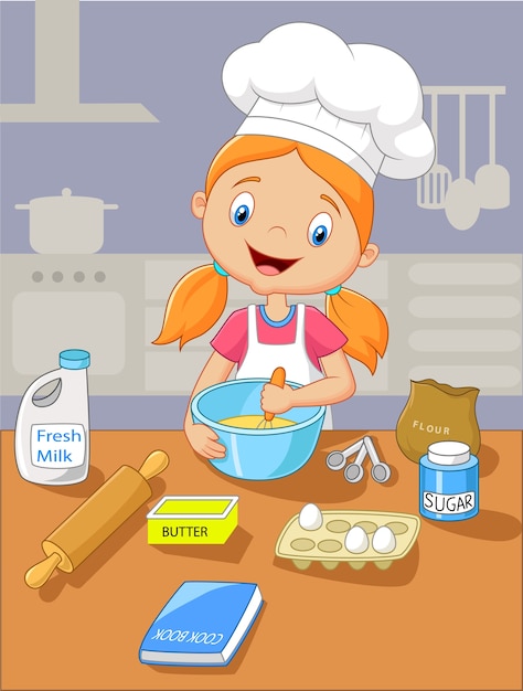 a criança faz um jogo infantil - o cozinheiro prepara a comida. ilustração  em vetor desenho animado isolada 3695260 Vetor no Vecteezy