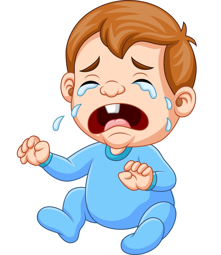 Vetor caricatura, menino bebê, chorando